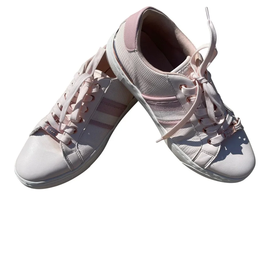 Aldo Women's Sneakers Size 9‎ Pink White Rose Gold Lightweight Casual Shoes